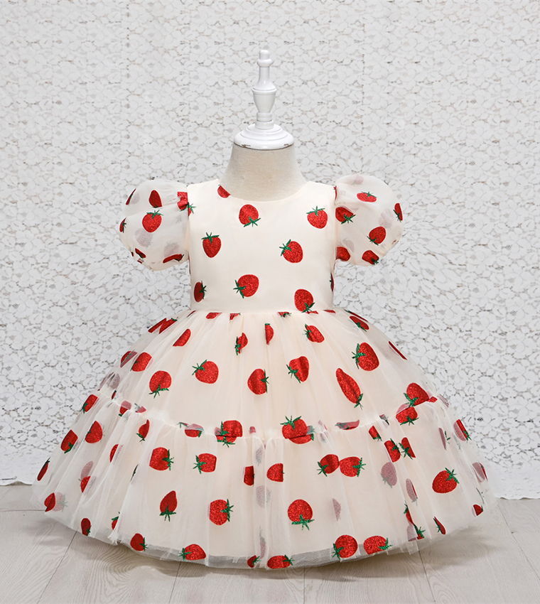 Strawberry Printed Tulle Dress