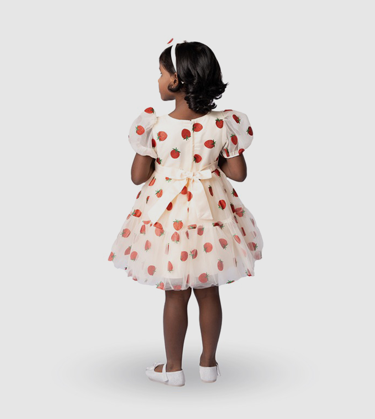 Strawberry Printed Tulle Dress