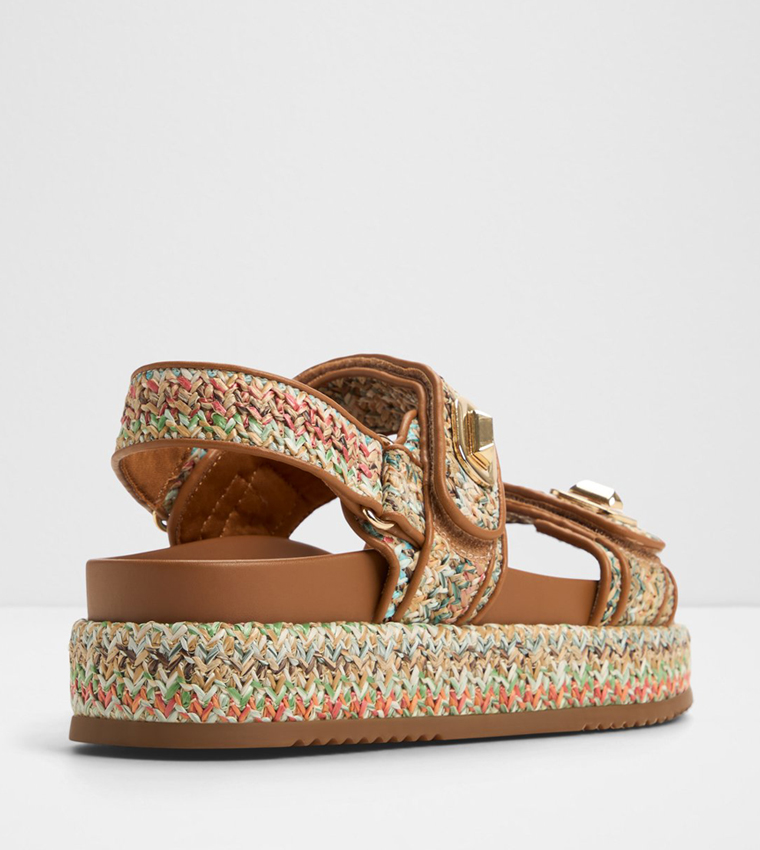 SUNHAVEN Straw Woven Platform Sandals