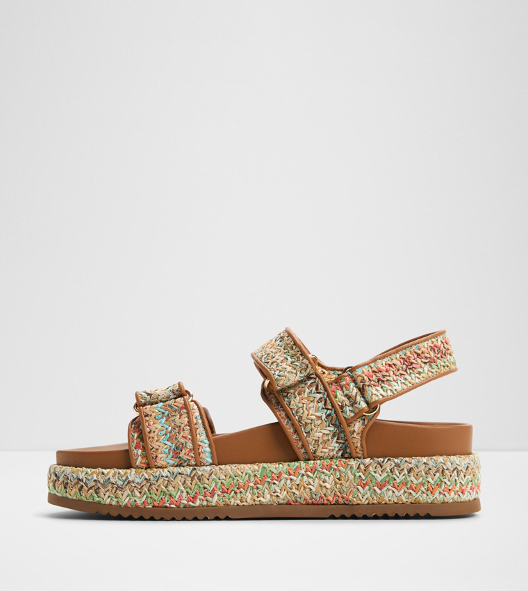 SUNHAVEN Straw Woven Platform Sandals