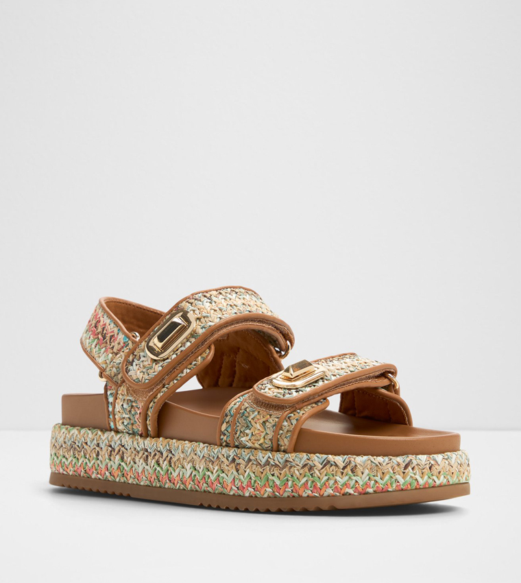 SUNHAVEN Straw Woven Platform Sandals