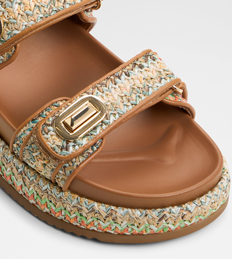 SUNHAVEN Straw Woven Platform Sandals