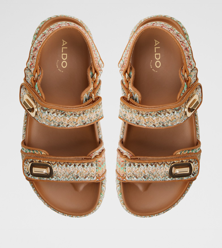 SUNHAVEN Straw Woven Platform Sandals