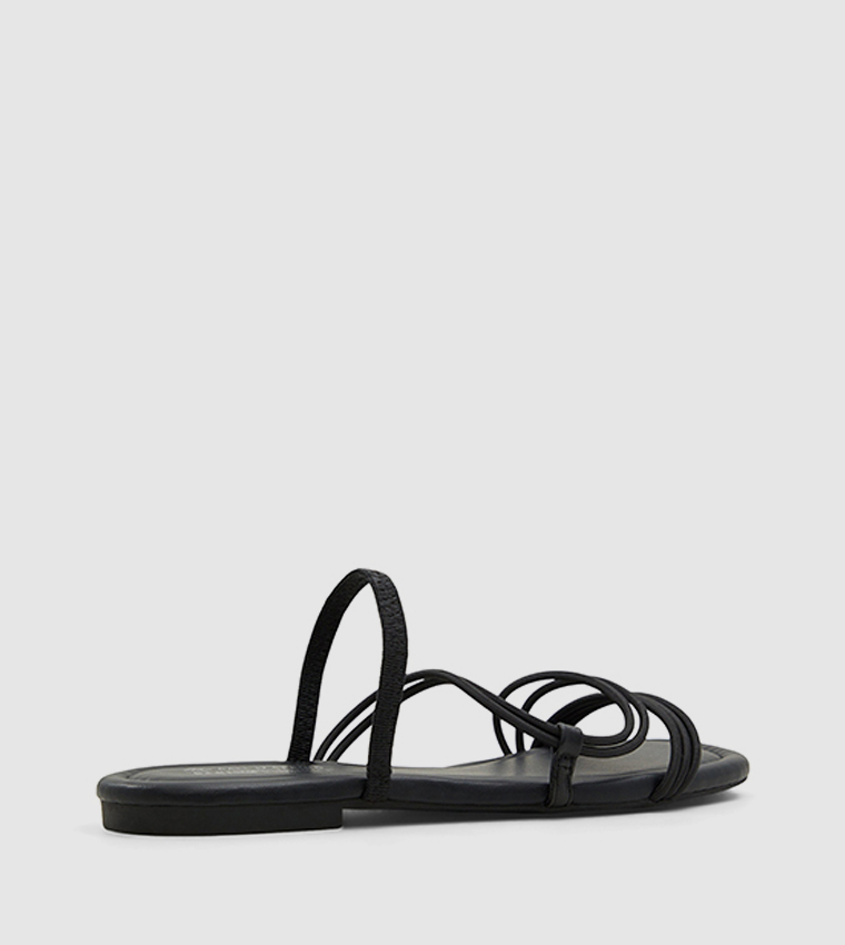 Black strappy flat shoes new arrivals