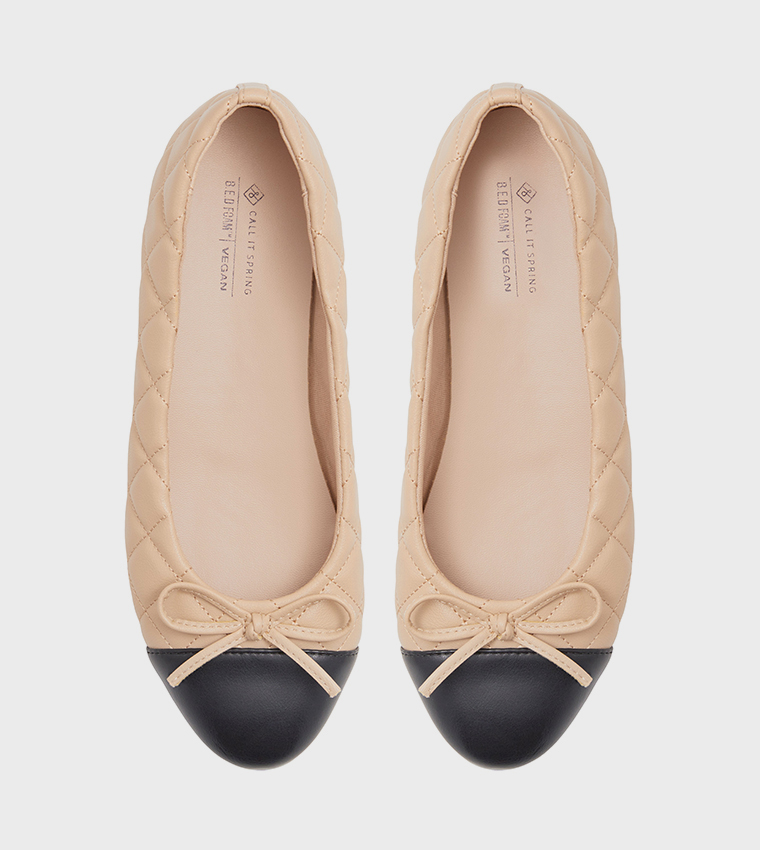 SWEETY Quilted Bow Detail Ballerinas