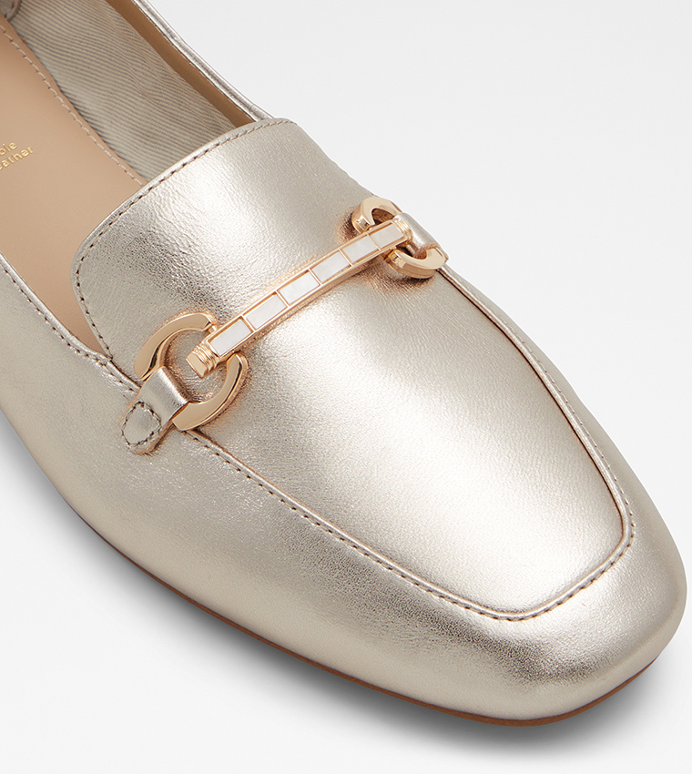 Aldo online gold loafers