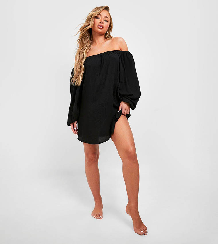 Black bardot outlet beach dress