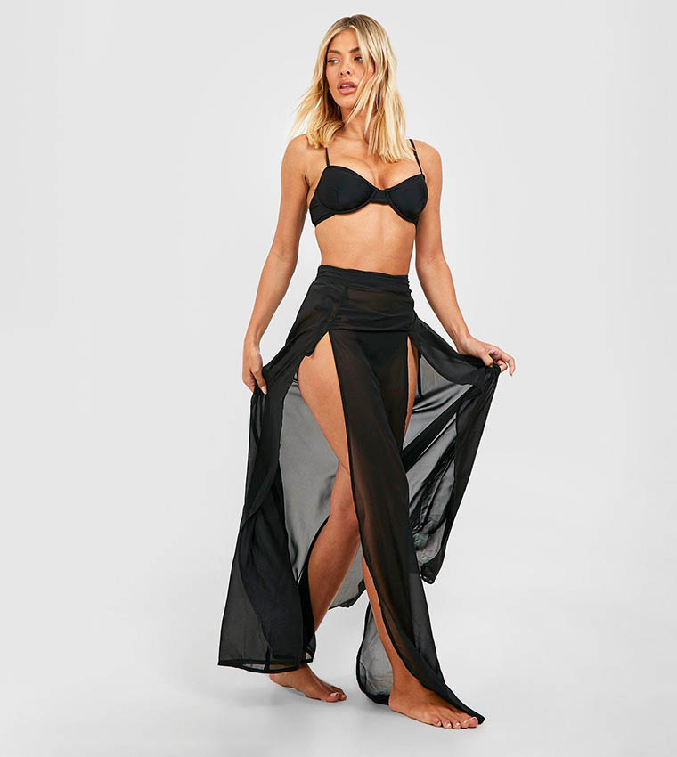 Black maxi outlet skirt thigh split