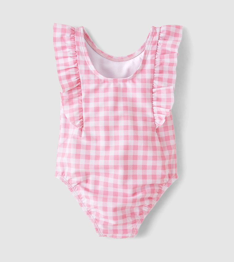 Baby And Toddler Girls Gingham Flutter One Piece Swimsuit