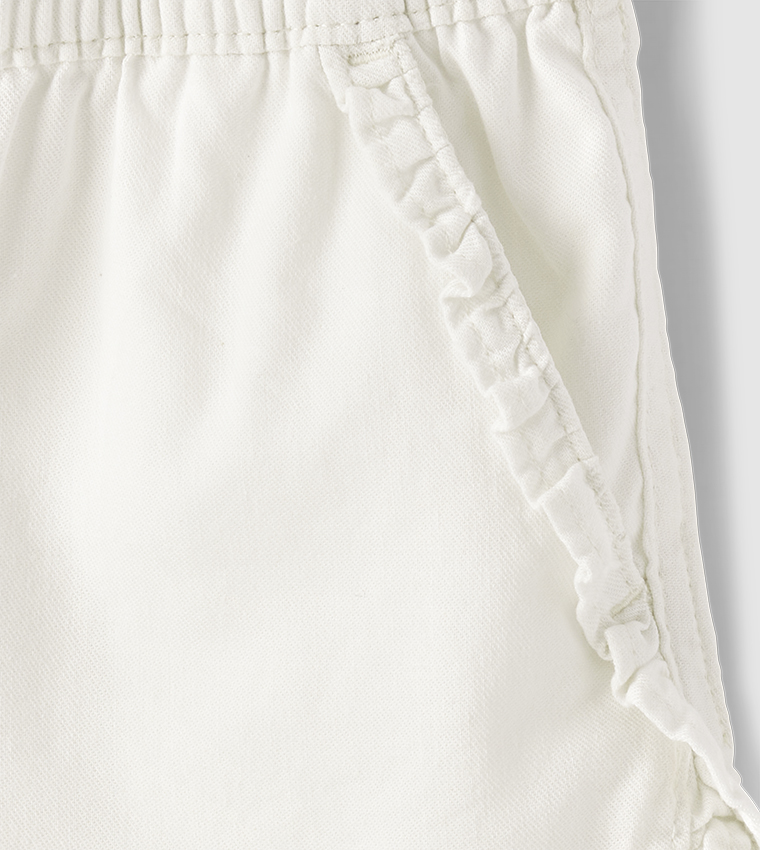 Solid Ruffle Detail Shorts