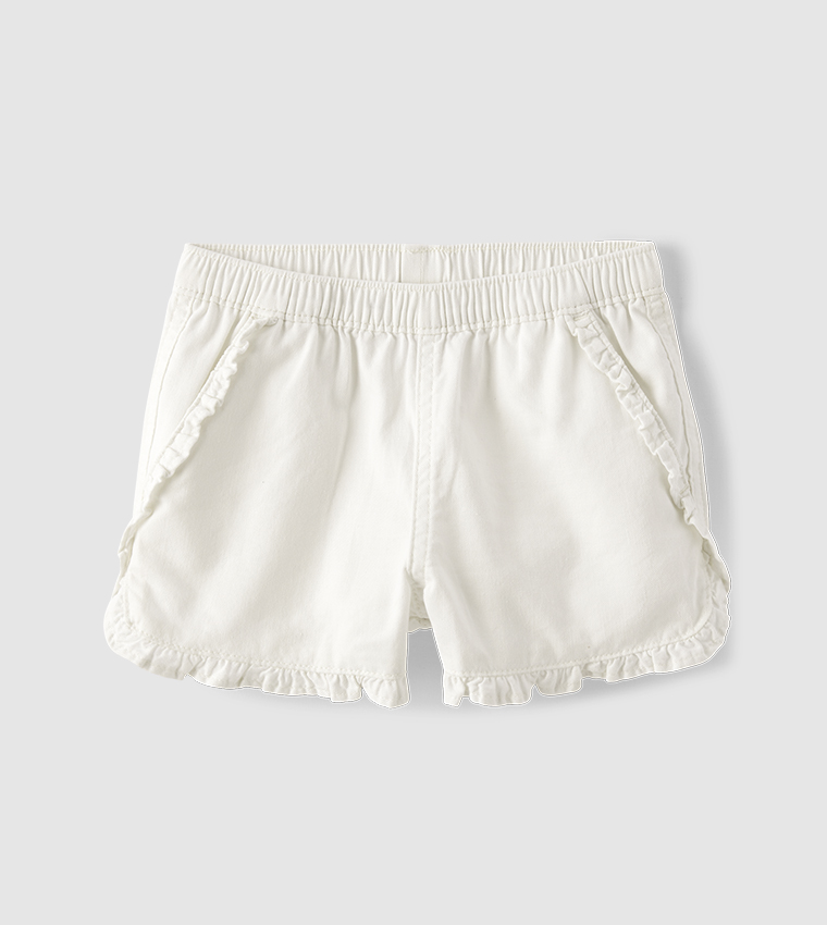Solid Ruffle Detail Shorts