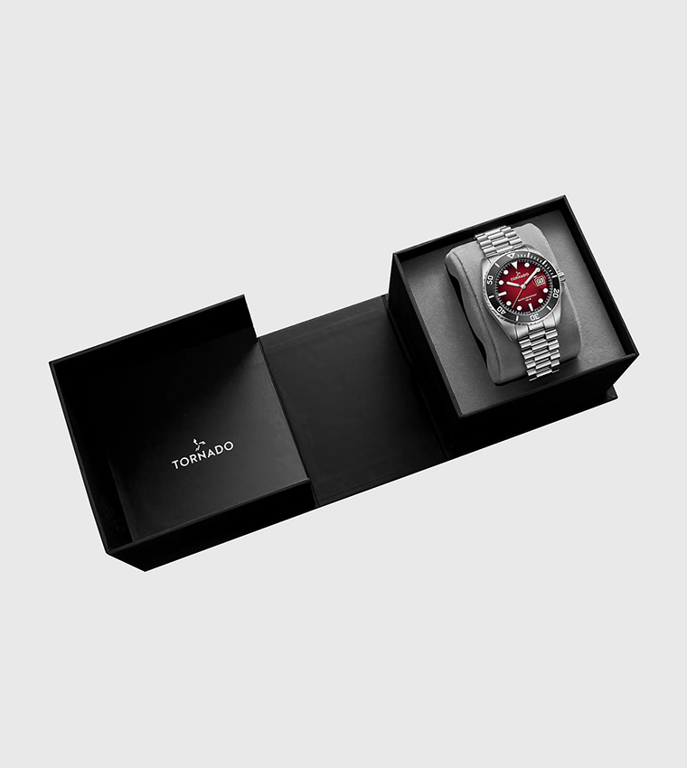 Maroon Dial Stainless Steel Watch