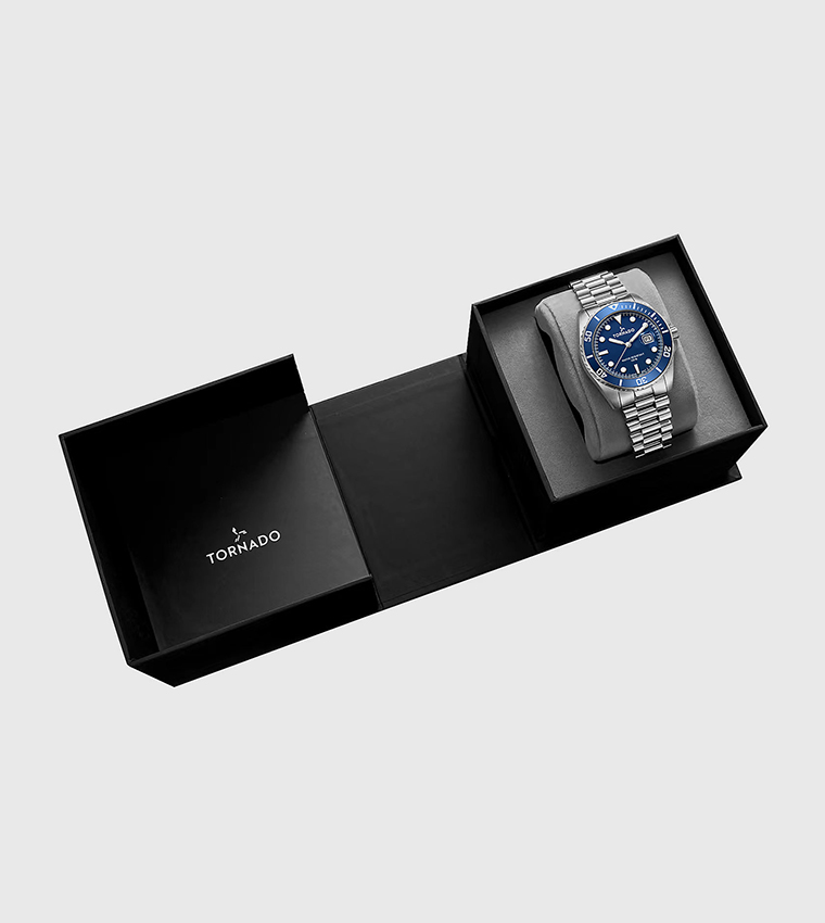Blue Dial Stainless Steel Watch