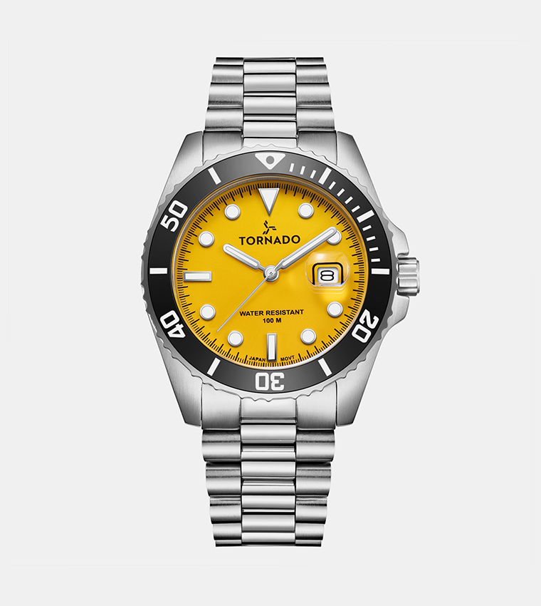 Yellow Dial Stainless Steel Watch