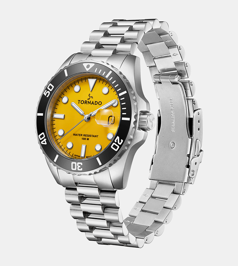 Yellow Dial Stainless Steel Watch