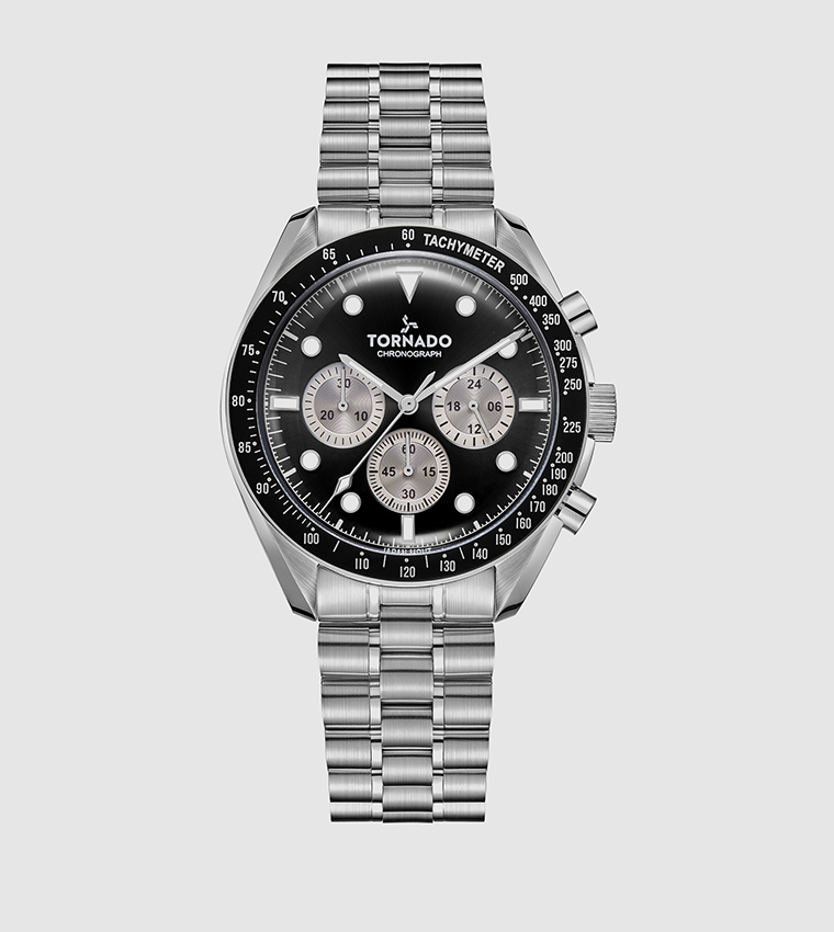 Round Black Dial Chronograph Watch