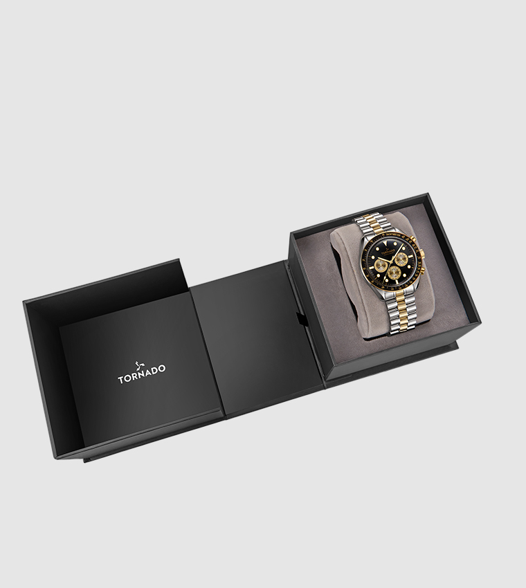 Round Black Dial Chronograph Watch