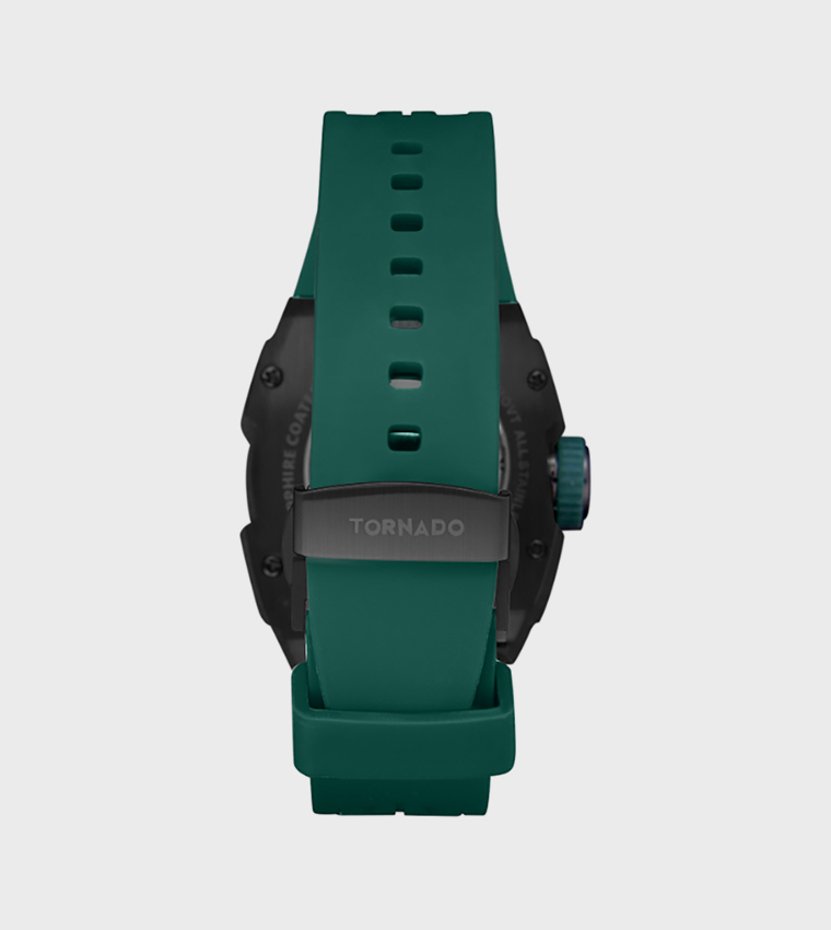 Black Dial Silicone Strap Automatic Watch