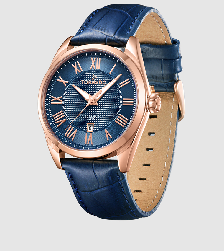Round Blue Dial Analog Watch