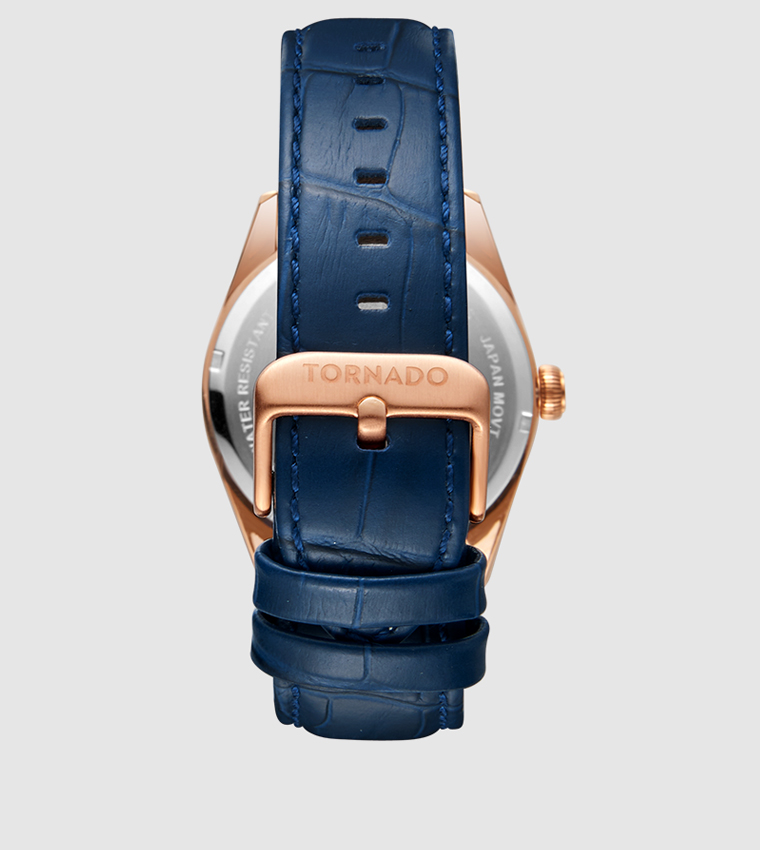 Round Blue Dial Analog Watch