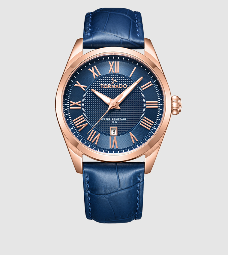 Round Blue Dial Analog Watch
