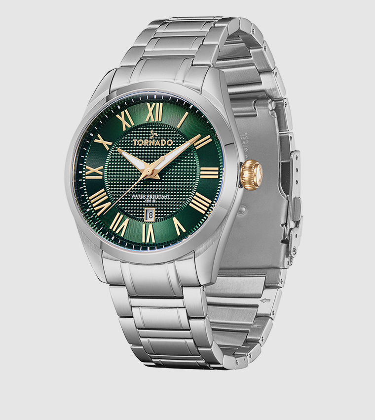 Green with Gold Highlights Dial Analog Watch