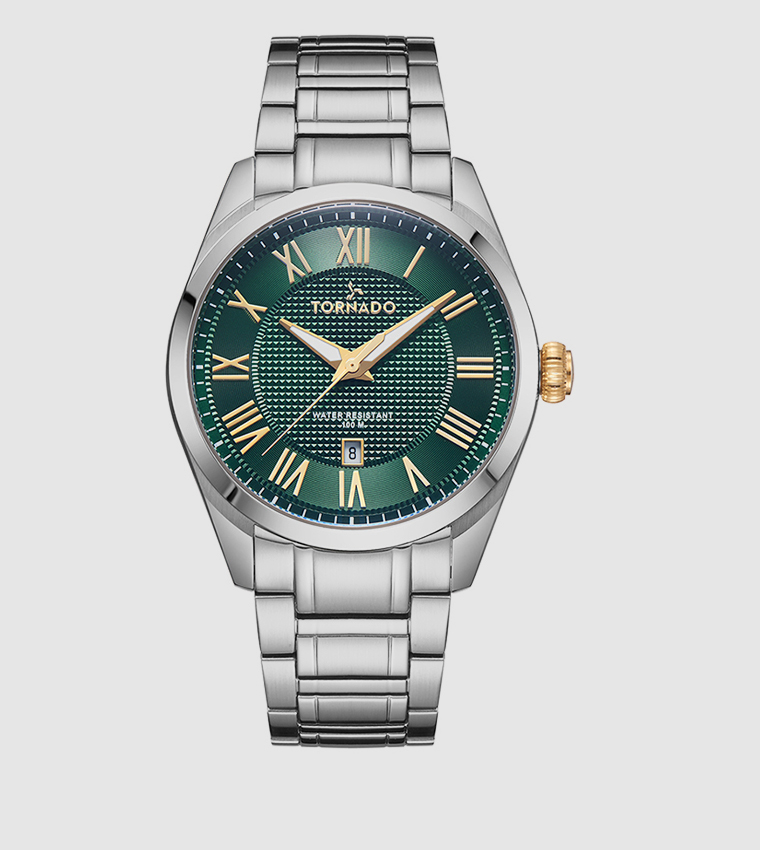 Green with Gold Highlights Dial Analog Watch