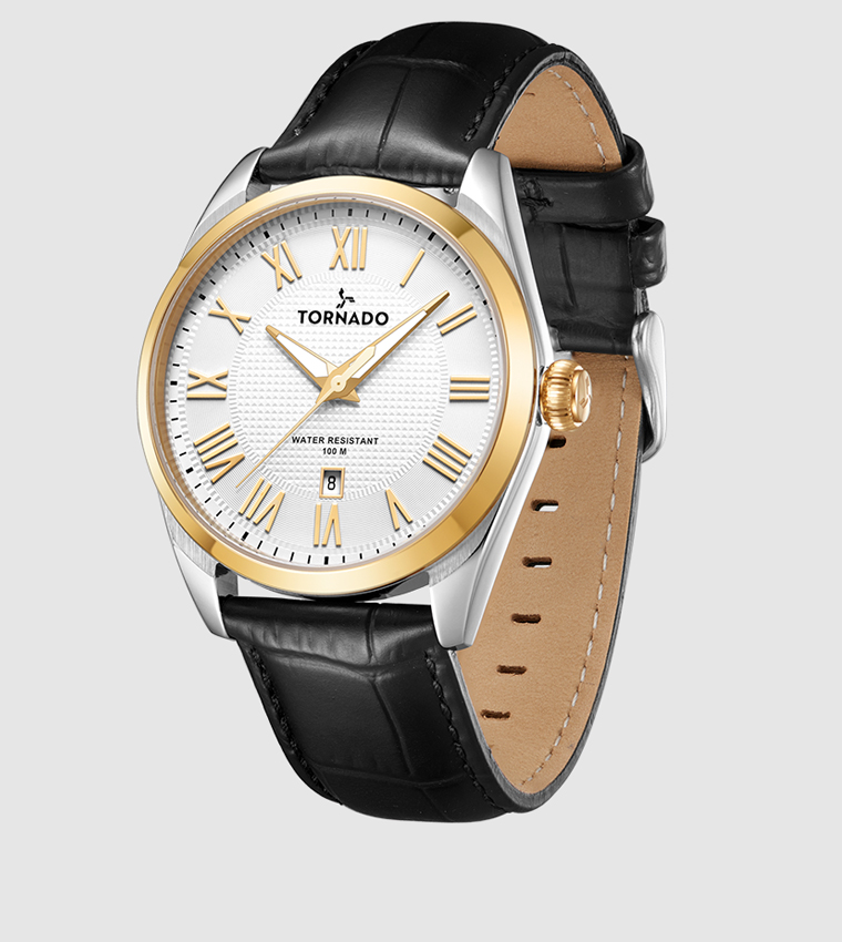 White with Gold Highlights Dial Analog Watch