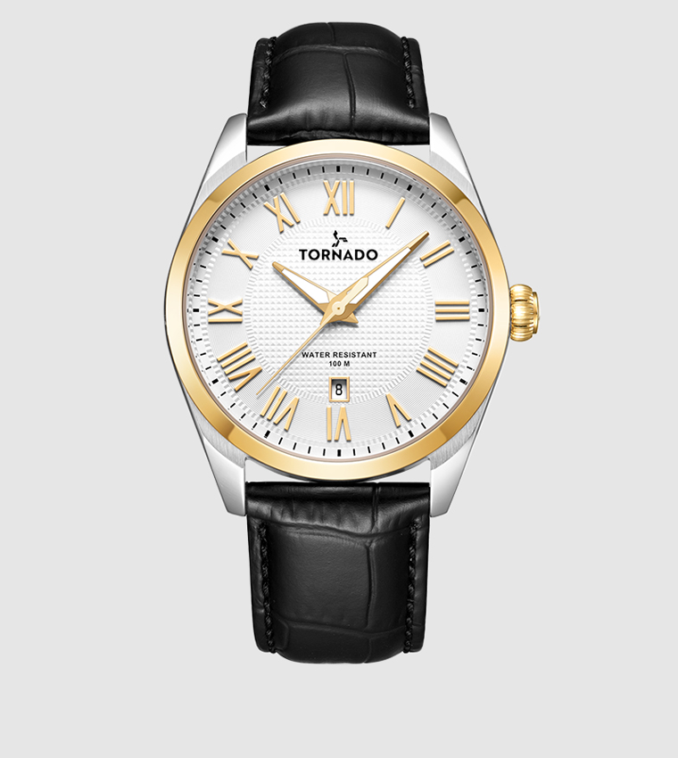 White with Gold Highlights Dial Analog Watch