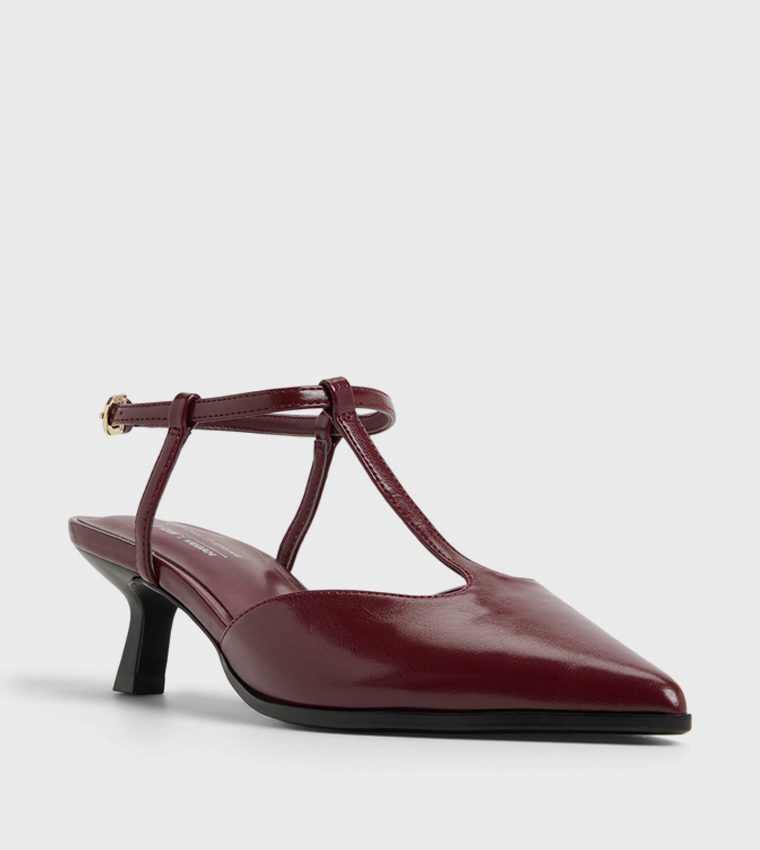 TALAA Ankle Strap Mule Pumps