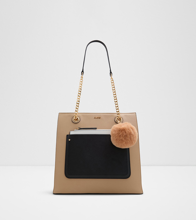 TALAMAEREL Color Block Tote Bag with Keychain