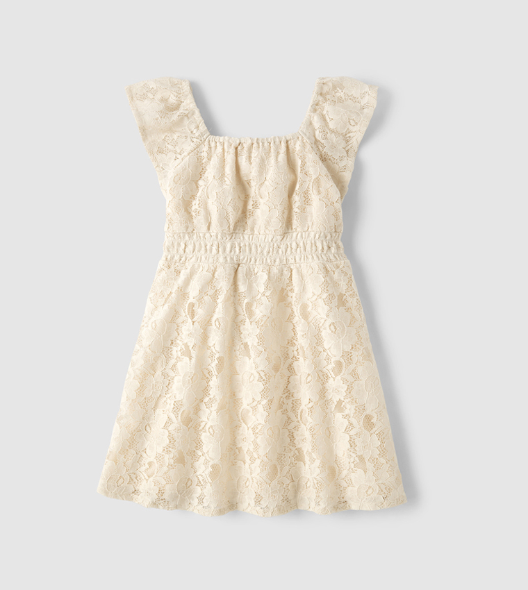Girls Lace Smocked Dress