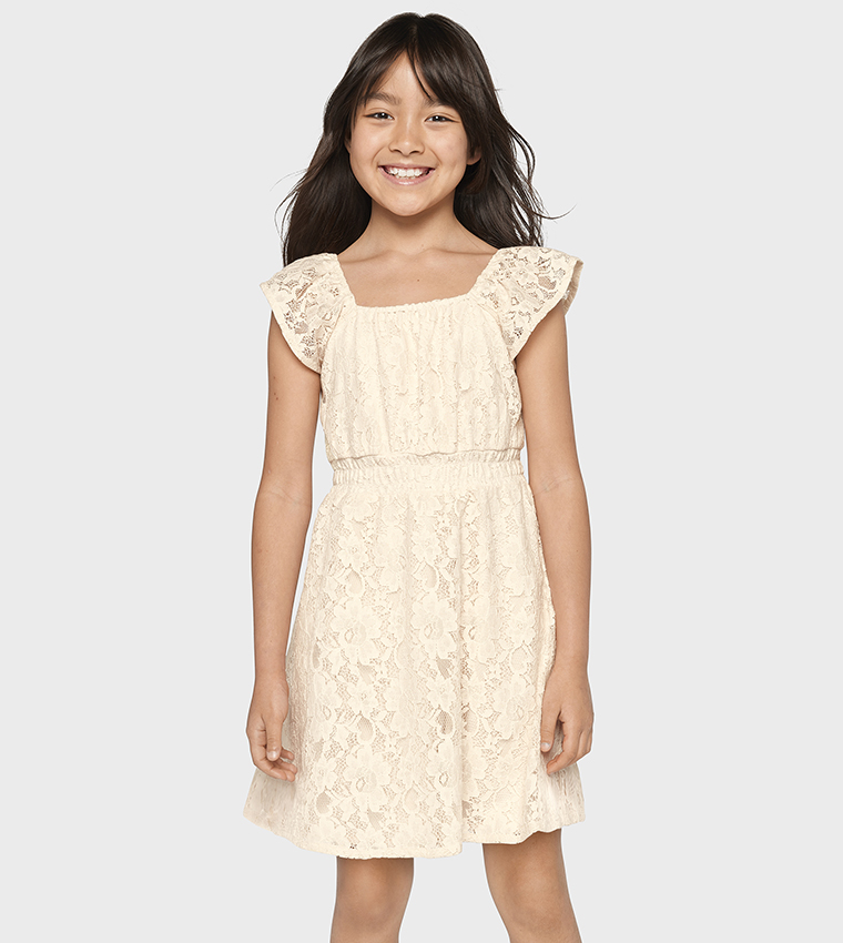 Girls Lace Smocked Dress