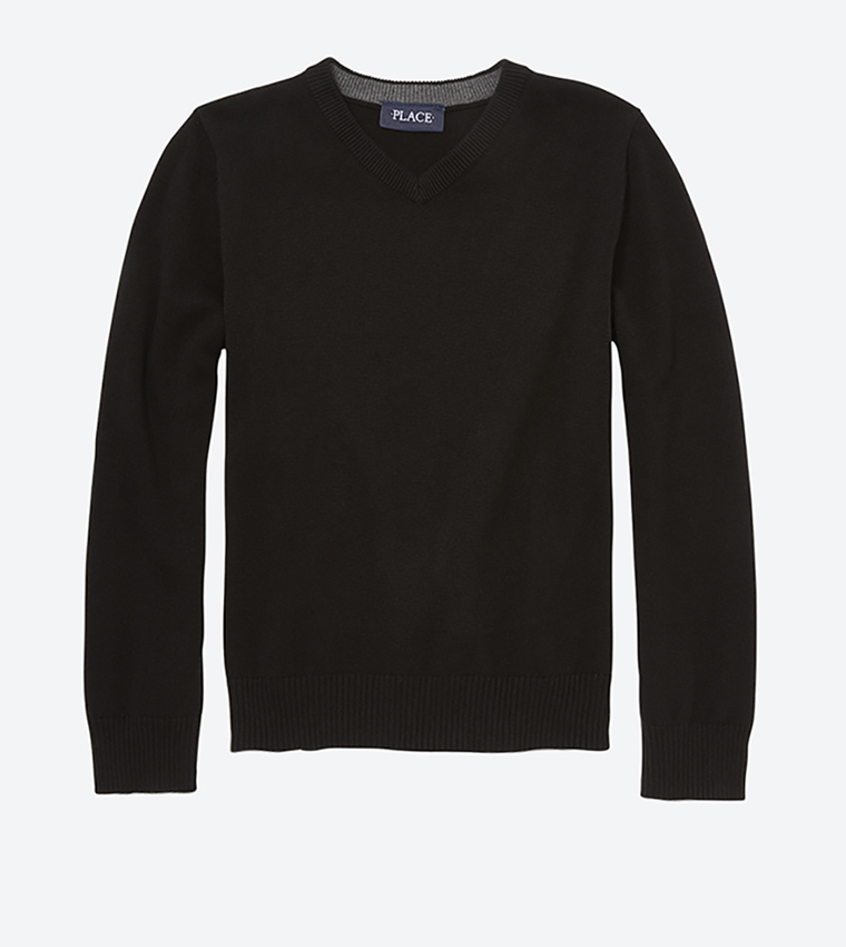 Regular Fit Long Sleeve Sweater - Black