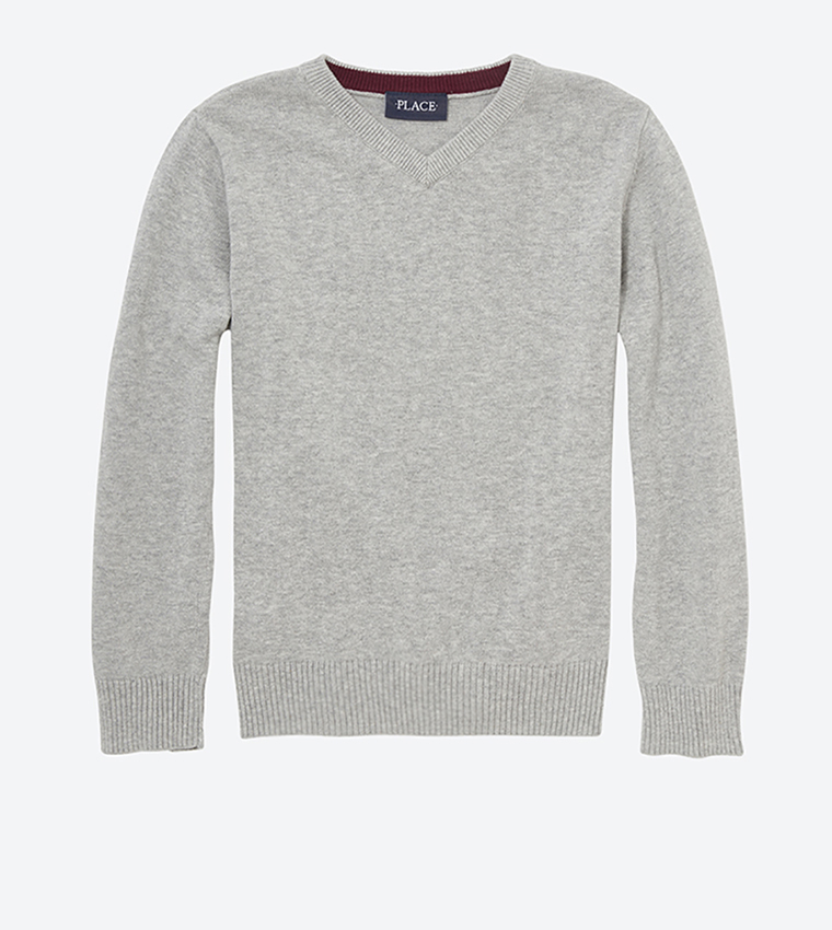 Regular Fit Long Sleeve Sweater - Grey