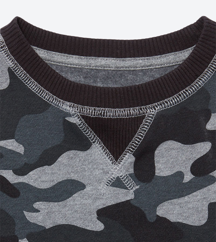 Long Sleeve Printed Pullover - Grey TCP2107198