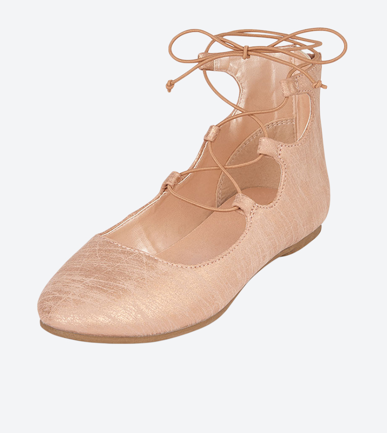 Buy The Children's Place Lace Up Details Ballerinas Rose Gold