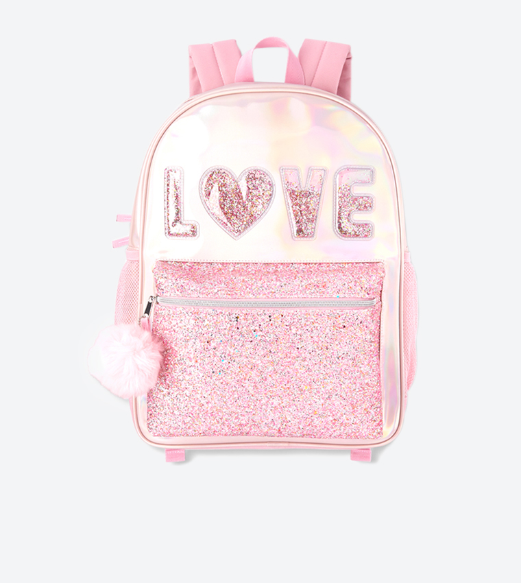 Buy The Children s Place Glitter Love Embellished Zip Closure Backpack Pink In Pink 6thStreet Qatar