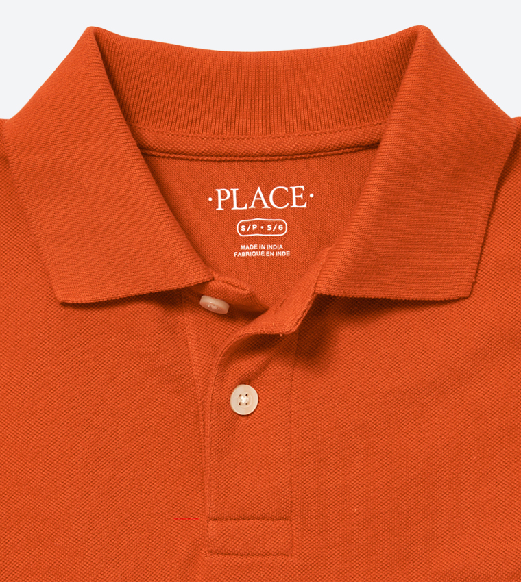 بلوز بولو بأكمام قصيرة لون برتقالي