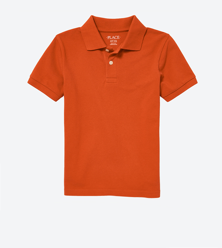 بلوز بولو بأكمام قصيرة لون برتقالي