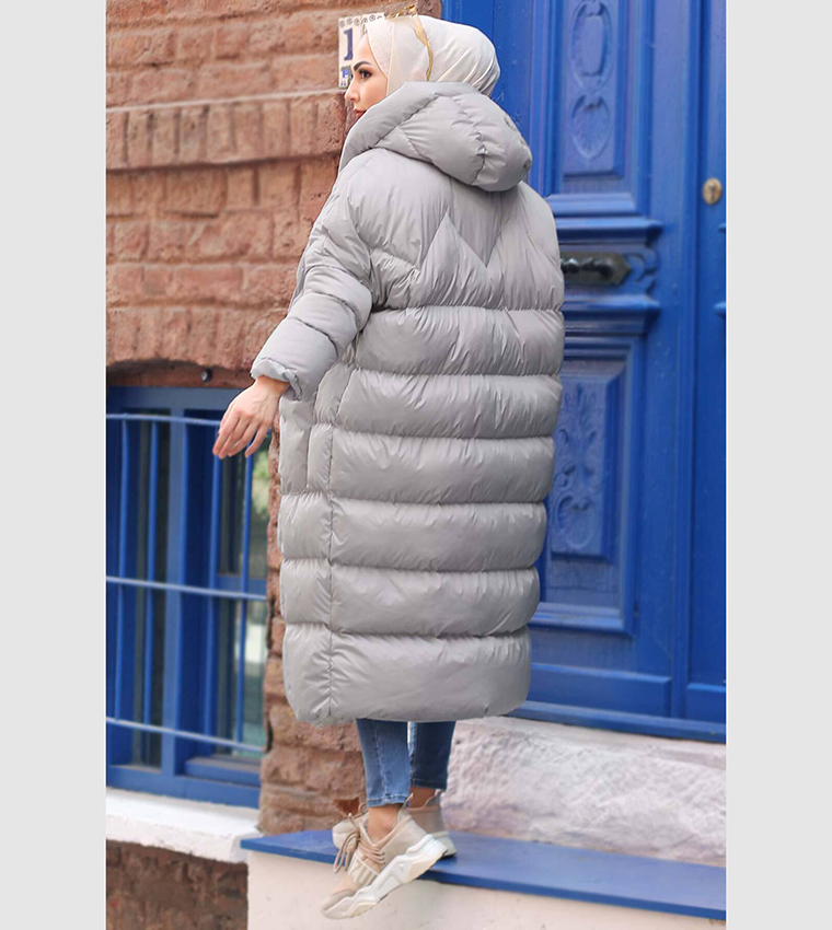 Down quilted long top puffer dress