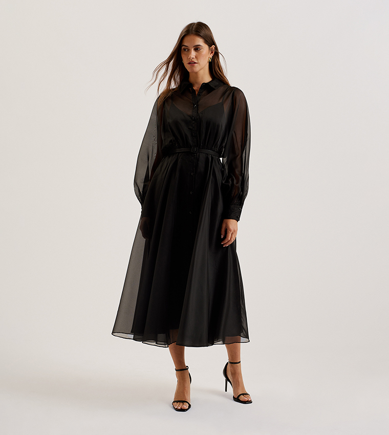 GIBARA Bishop Sleeves Midi Dress