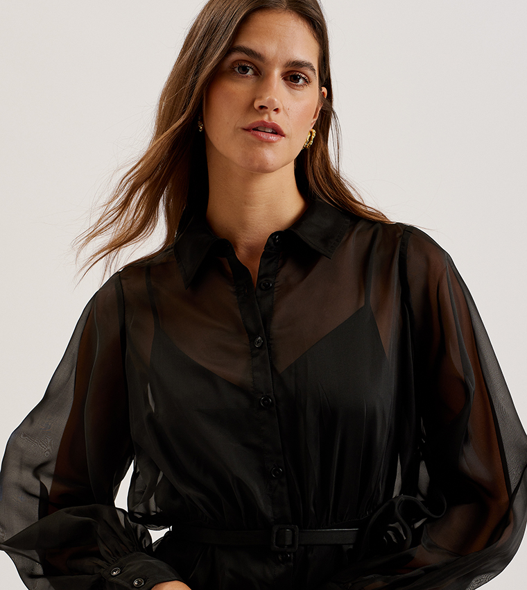 GIBARA Bishop Sleeves Midi Dress