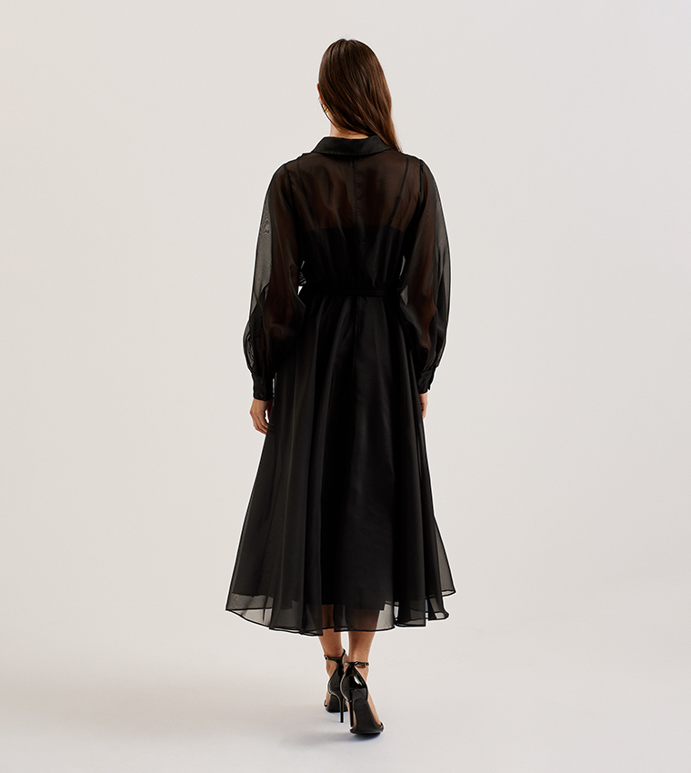 GIBARA Bishop Sleeves Midi Dress