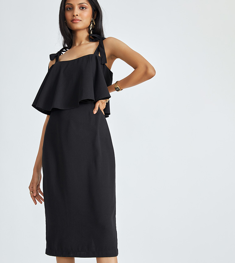 Buy The Label Life Ruffle Detail Sheath Dress In Black 6thStreet UAE