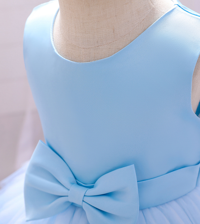 Bow Front Ombre Layered Gown Dress