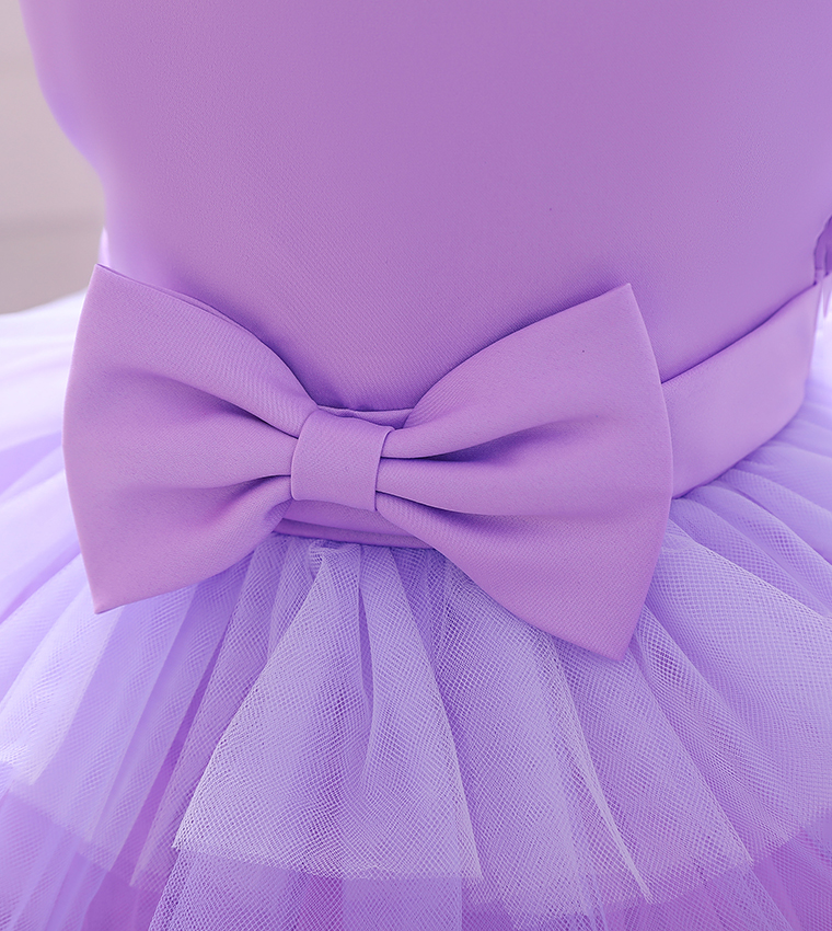 Bow Front Ombre Layered Gown Dress