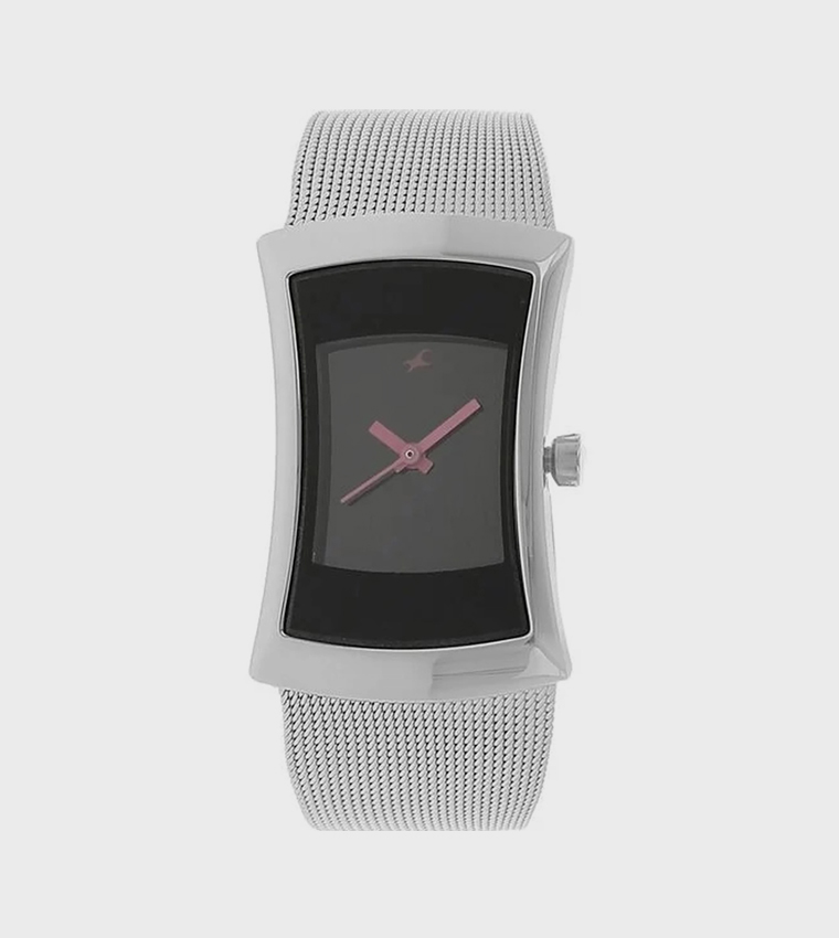 Black Dial Metal Strap Analog Watch