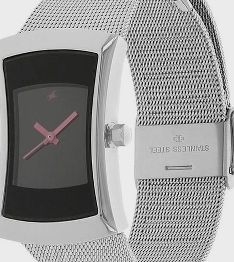 Black Dial Metal Strap Analog Watch