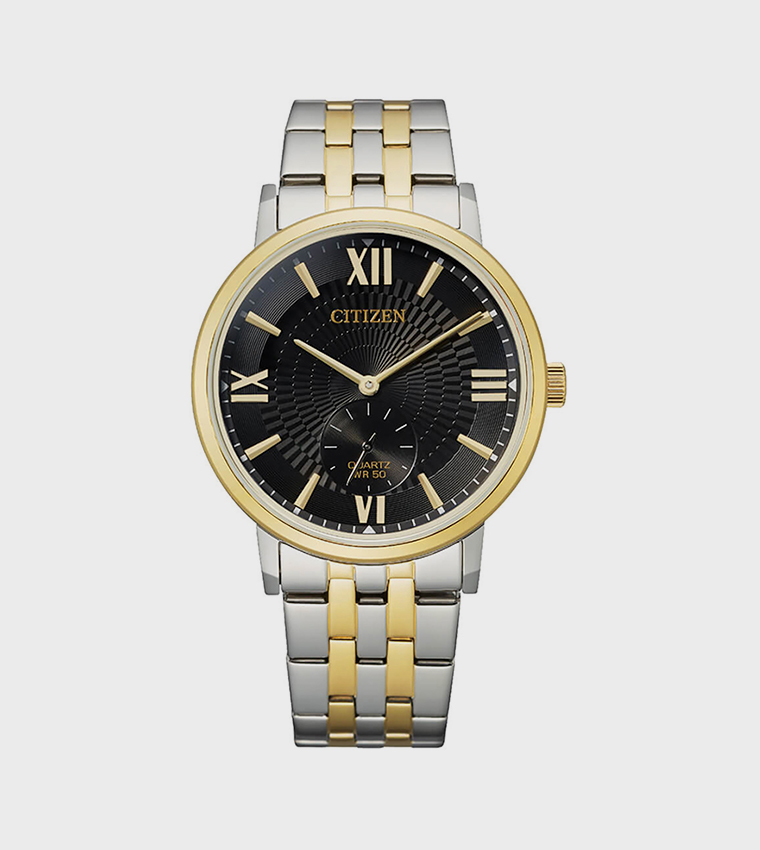 QUARTZ Black Dial Analog Watch